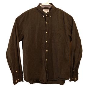 Express shirt mens L Large dark gray soft wash button long sleeve collar cotton